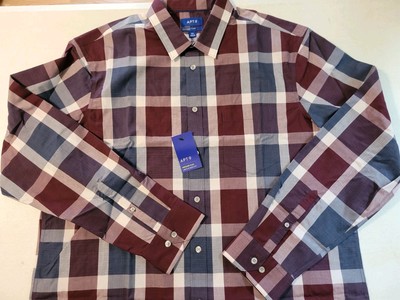 MEN'S APT.9 PREMIER FLEX SIZE XXL UNTUCKED FIT LONG SLEEVE BUTTON FRONT SHIRT