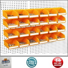 24 Pack Pegboard Bins Organizer Set with Labels for Hardware Crafts Garage Shop