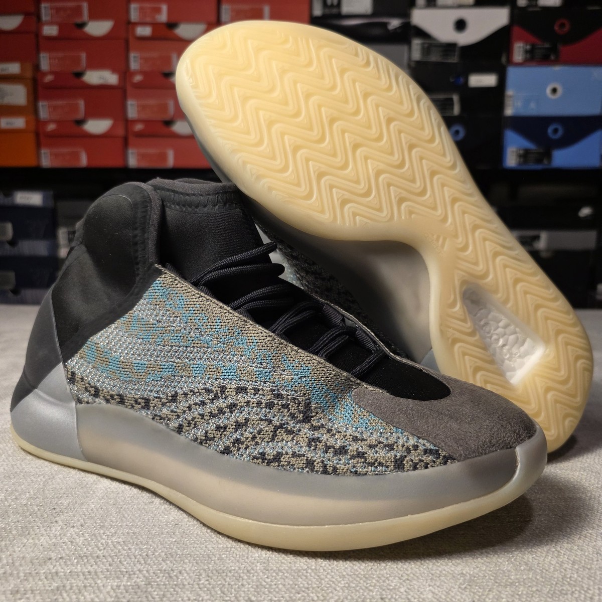 Size 11- Adidas Yeezy Quantum QNTM Teal Blue Sneakers Shoes BNIN W