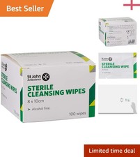 Image of Sterile Cleansing Wipes, Pack of 100 - Gentle & Disposable for Travel Safety