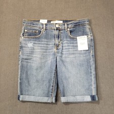 Signature by Levi Strauss Bermuda Shorts Girls 16 Blue Distressed Cuffed Denim