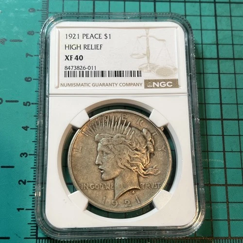 1921 High Relief Peace Silver Dollar NGC XF40 Graded US 90%