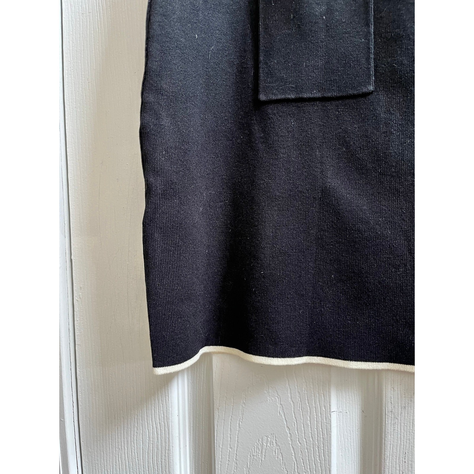 Mango New Black Knit Pocket Contrast Trim Mini Skirt XXL Modern 17 Inch Length thumbnail 6