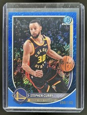 2025-26 Bowman Stephen Curry Chrome Blue Shimmer Refractor #/150 Warriors