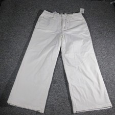 Good American Good Waist Palazzo Crop Jeans Womens 12 White High Rise Wide Leg