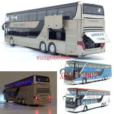 New 1:32 Scale Alloy Bus Pull Back Model with Music Light Diecast Toy Vehicle