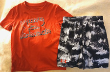 UNDER ARMOUR RED BLACK  GRAY 2 PIECE SHORTS OUTFIT-CHILD SIZE 6-NEW WITH TAGS