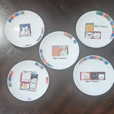 Mikasa Manhattaner's Set of 5 Porcelain 5in Dessert Plates Cats 1990