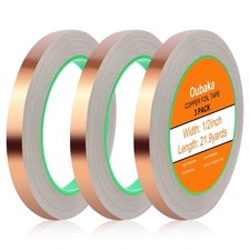 3 Pack Copper Foil Tape 1/2inch X 66 FT Copper Tape for Stained Glass, Copp