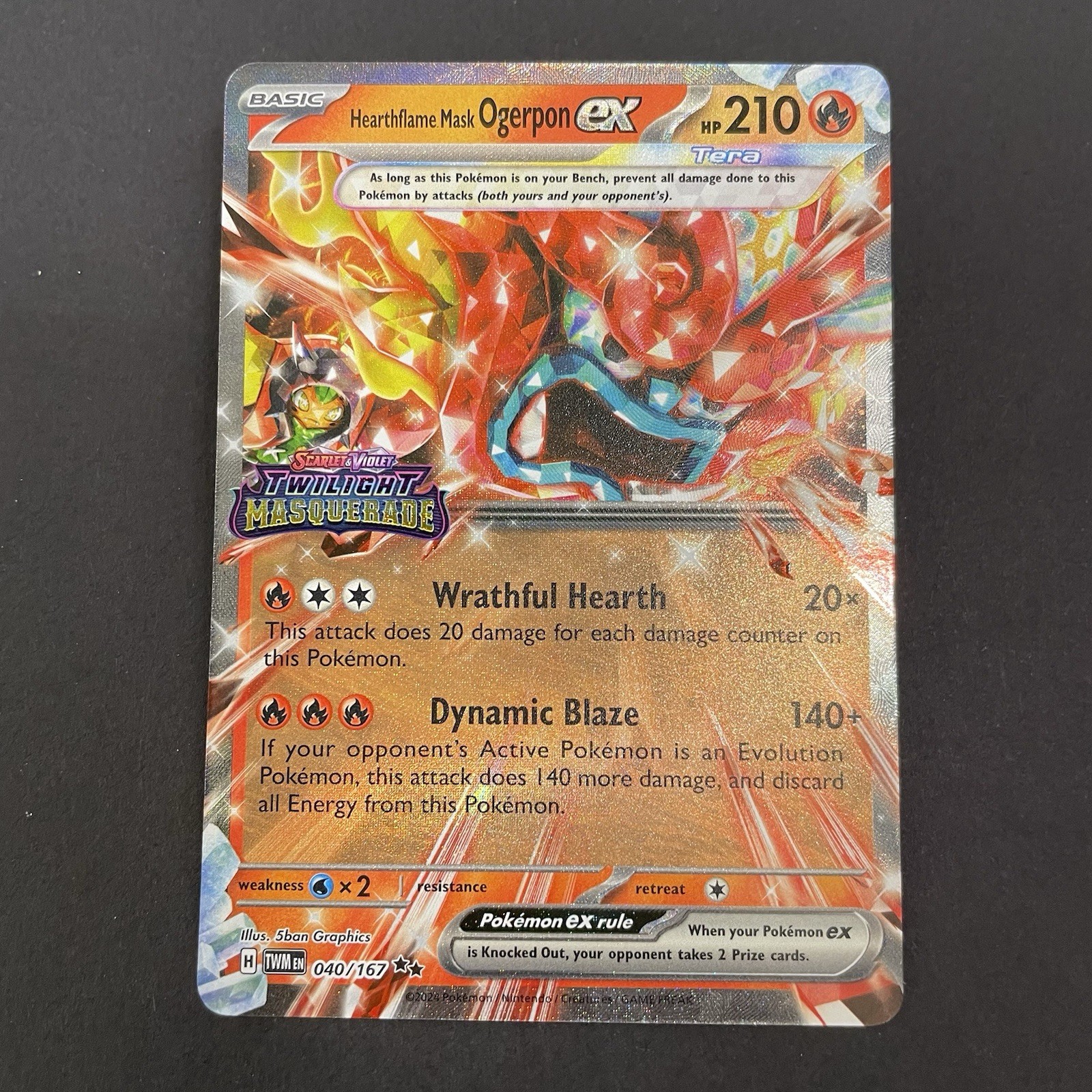 Hearthflame Mask Ogerpon ex 040 /167 Near Mint Twilight Masquerade Holofoil