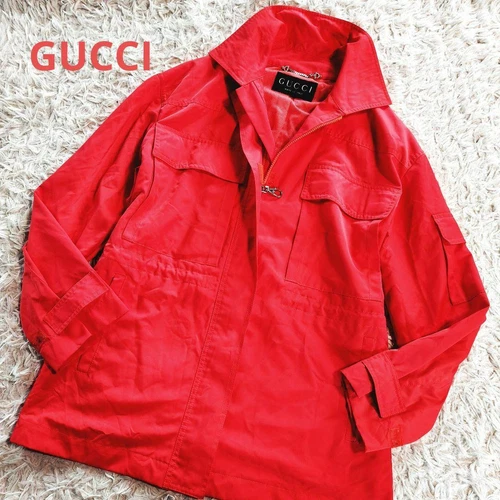 GUCCI Giacca Uomo Nylon 42 XL Rosso Vermiglio Leggera (Manca Gancio Cerniera)