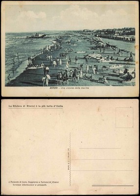 Cartolina Rimini Una visione della marina 1928