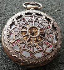 SKELETON  POCKET WATCH  MECHANICAL WIND UP  3