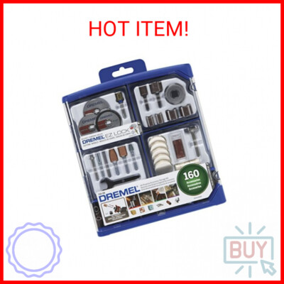 Dremel 160-Piece Rotary Tool Accessory Kit with EZ Lock Technology - 1/8'' Shank