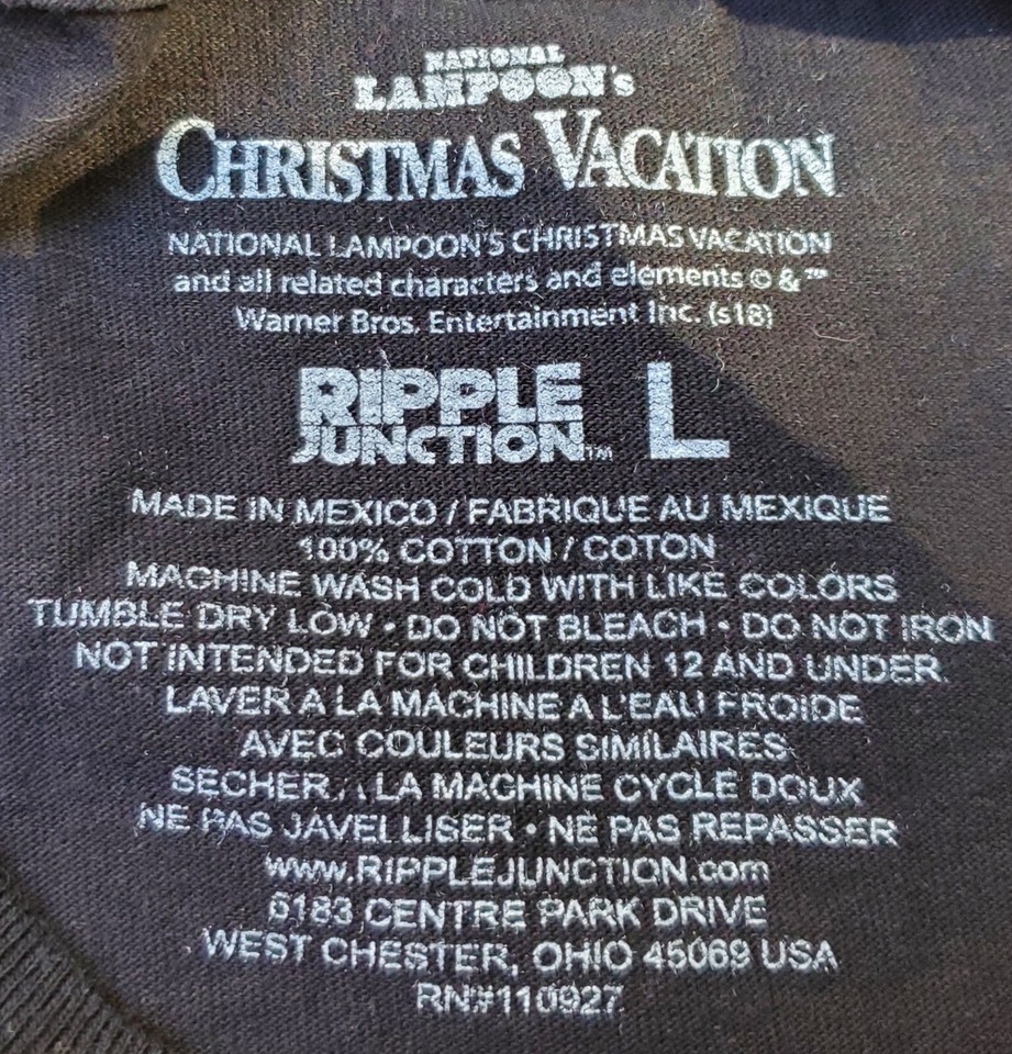 Christmas Vacation Movie Shirt Adult Large Chevy Chase Black Electric