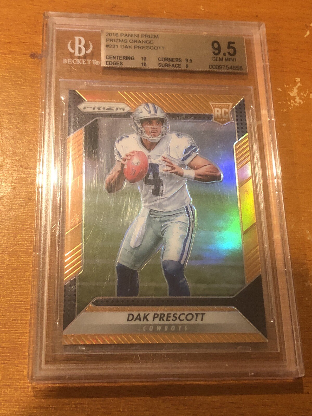 2016 Panini Prizm Dak Prescott Orange Prizm /299 BGS 9.5 GEM MINT RC