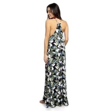 Show Me Your Mumu Black Floral Tropical Maxi Dress With Slit Womens Size Large