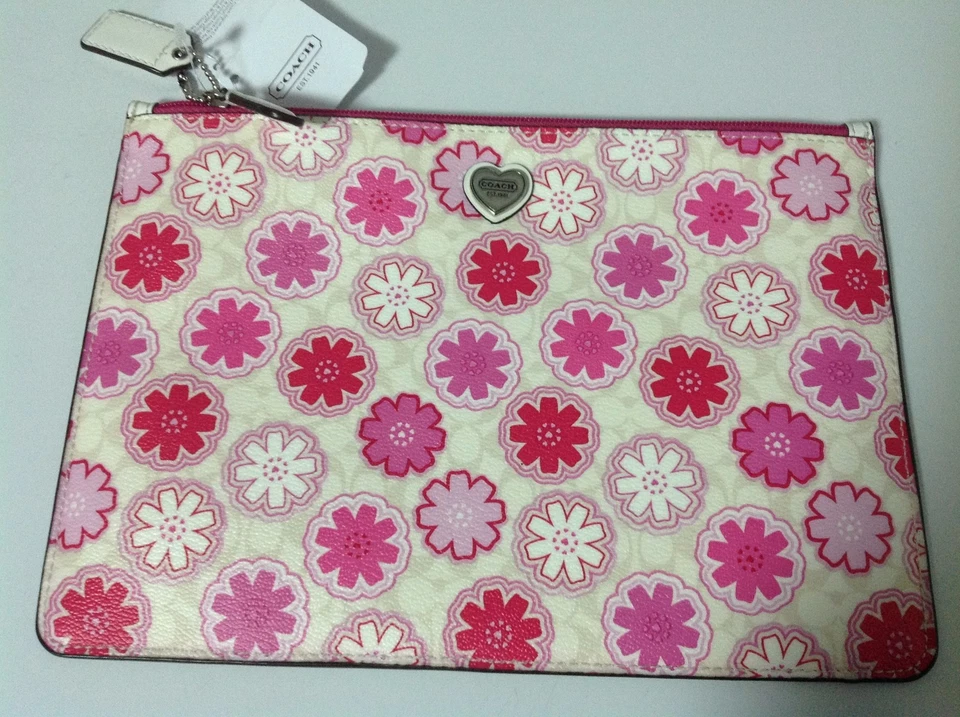 Coach Flower Print Signature Medium Tablet Tech Case Pouch F67784 - Image 2 of 4