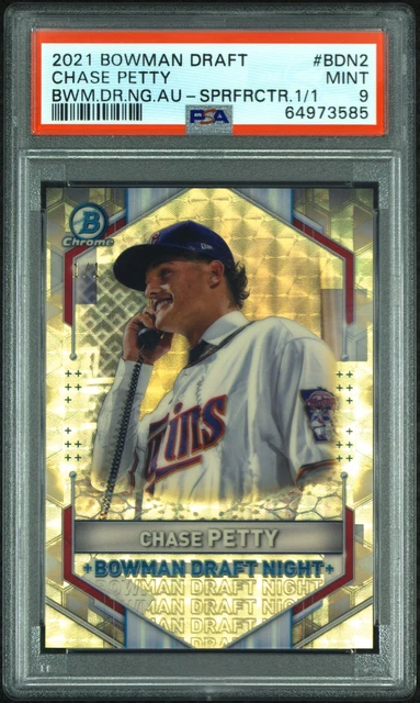 2021 Bowman Chase Petty SUPERFRACTOR 1/1 Draft Night Chrome Reds #BDN2 PSA 9