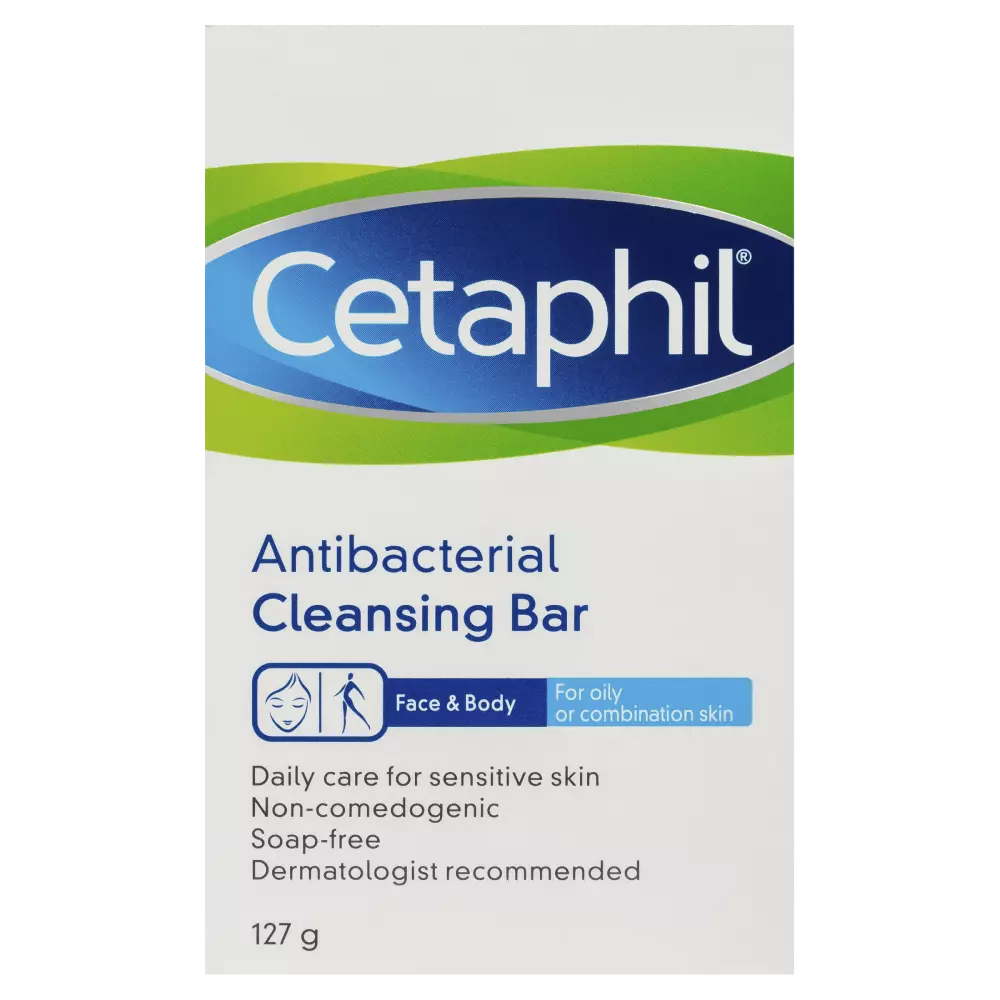 Cetaphil Antibacterial Cleansing Bar 127g Sensitive Skin Non Comedogenic