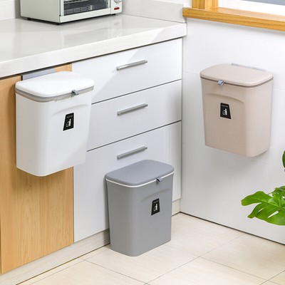 Hanging Trash Can For Kitchen Large Capacity Wall Mounted Trash Bin W/Lid