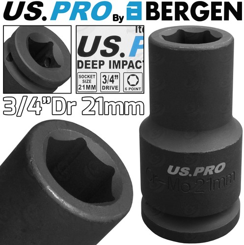 BERGEN-21mm-3-4-034-Dr-DEEP-IMPACT-SOCKET-6-Point-HEX-Long-Reach-IMPACT-SOCKET-HD