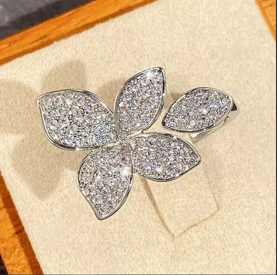 1.70Ct Lab Created Diamond Flower Engagement Flower Ring 14K White Gold Finish