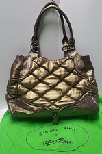 Simply Nina By Nina Raye Genuine Lambskin Bronze Gold Leather Bag Large Purse