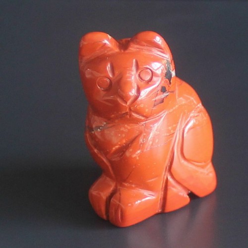 Carved gemtstone crystal  flame jasper cat figurine animal carving decor 1.5'' - Picture 2 of 6