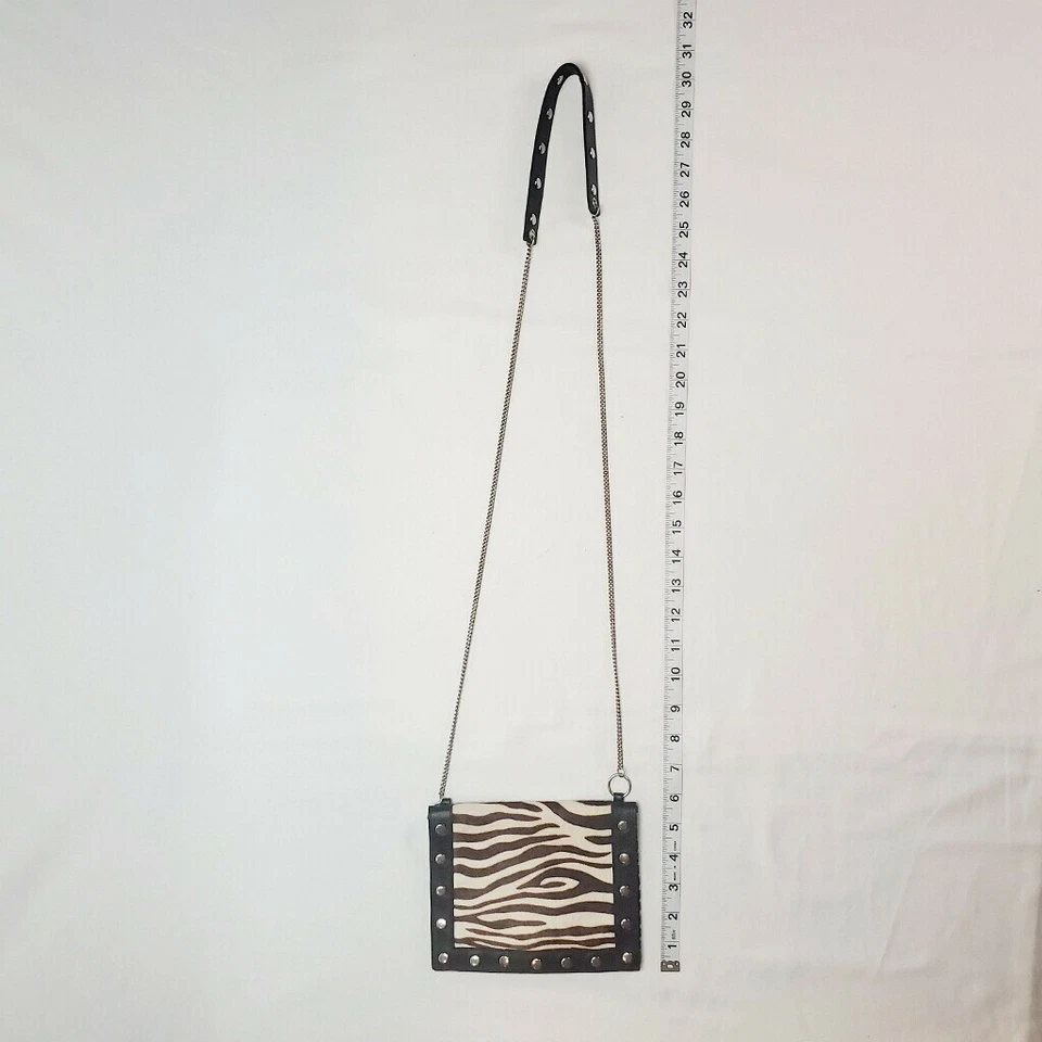 Paola Dangond crossbody zebra pony hair leather chain crossbody purse