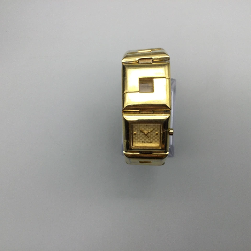 Roberto Cavalli MazeWatch Women 22mm Gold Tone Square Dial New Battery 6.5" - Image 3 of 4