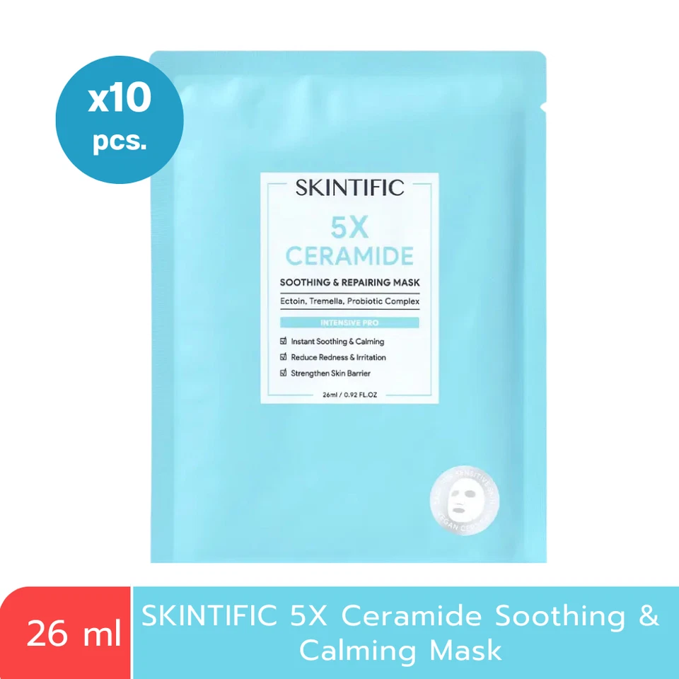 SKINTIFIC Anti-Aging 5X Ceramides Calming Mask Hyaluronic Soothing Mask 10 Sheet - Image 2 of 4