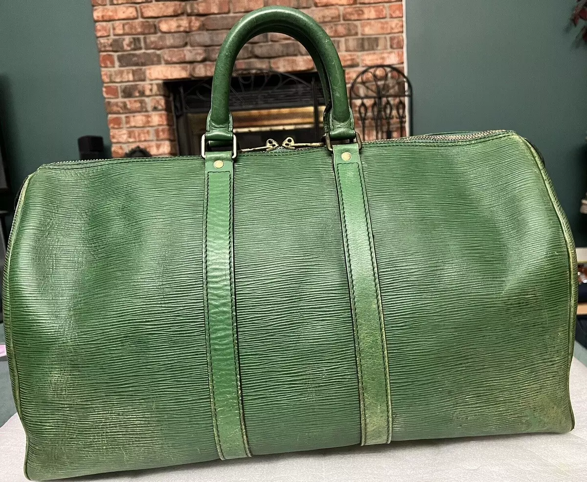 Louis Vuitton LV Keepall 45 Green Epi Leather handbag Travel Duffle Bag FAIR