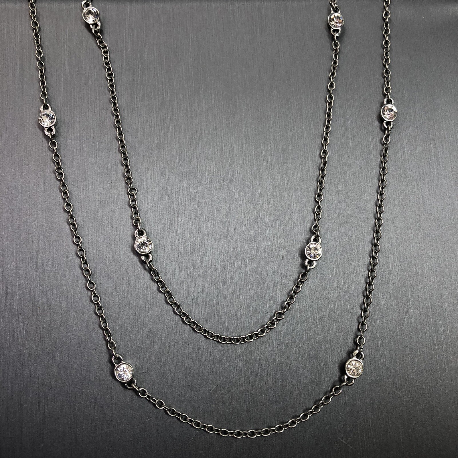 Express Silver Tone Multi Strand Layered Necklace… - image 3