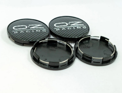 4x68mm Oz Racing Black Carbon Rim Caps Decals Emblems Wheel Center Hub Caps
