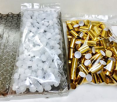 10ml PLAIN 1/3 oz Clear Glass Roll on Bottle With Aluminum Gold Cap & Roller