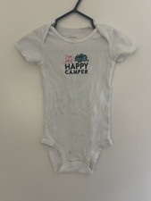 Body Carter’s Baby Boy Bordado Happy Camper Algodón Manga Corta Blanco 9M