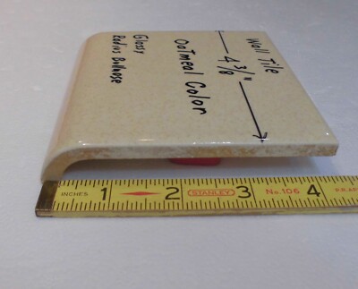 Oatmeal Color: Radius Bullnose Ceramic Tile 4-3/8'' Mid-State: Glossy, Mud Cap