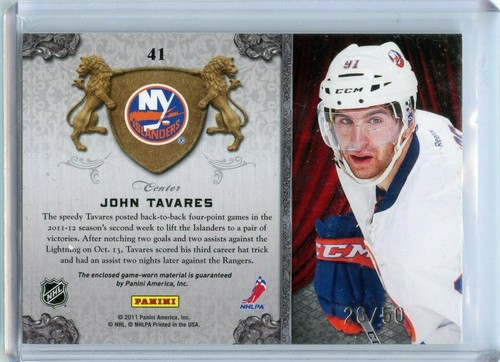 2011-12 Crown Royale All The Kings Men Materials Prime #41 John Tavares 28/50 - Picture 2 of 2