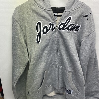 Nike Air Jordan Collection Jump man Full Zip Hoodie Hooded Jacket Youth L  Gray