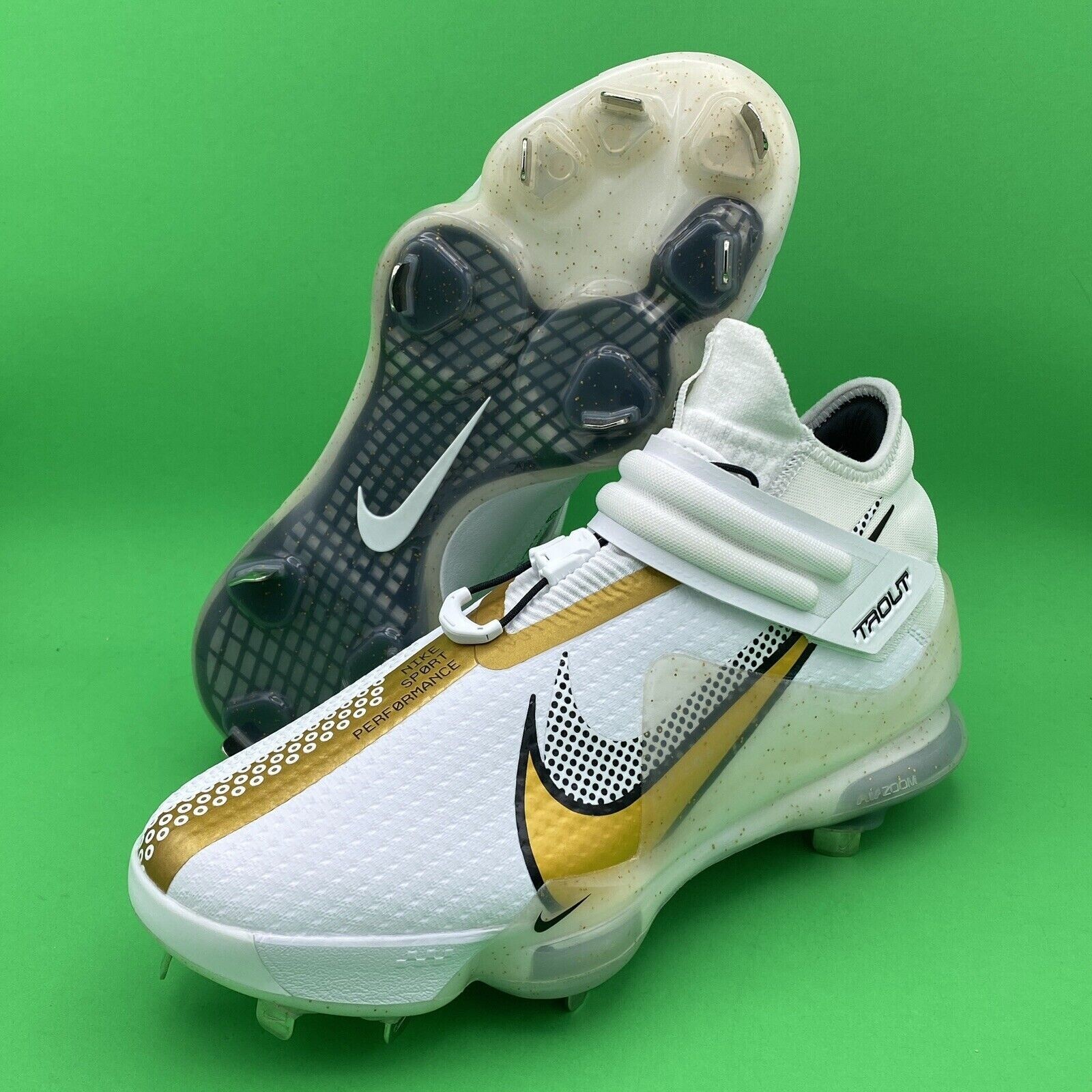 Nike Air Force Trout 7 Baseball Cleats White Gold Black CI3134106 Mens