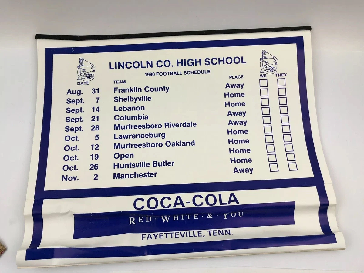 Vintage 1990 Lincoln County High School Calander Football Basketball  Schedule | eBay