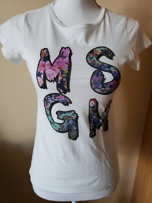 EUC girls MSGM white with colorful logo tshirt size 12 made in Italy