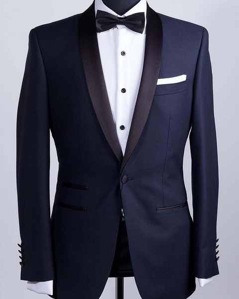 Herren Blau AnzüGe Designer BräUtigam Hochzeit Smoking Formelle Dinner (Mantel +-image