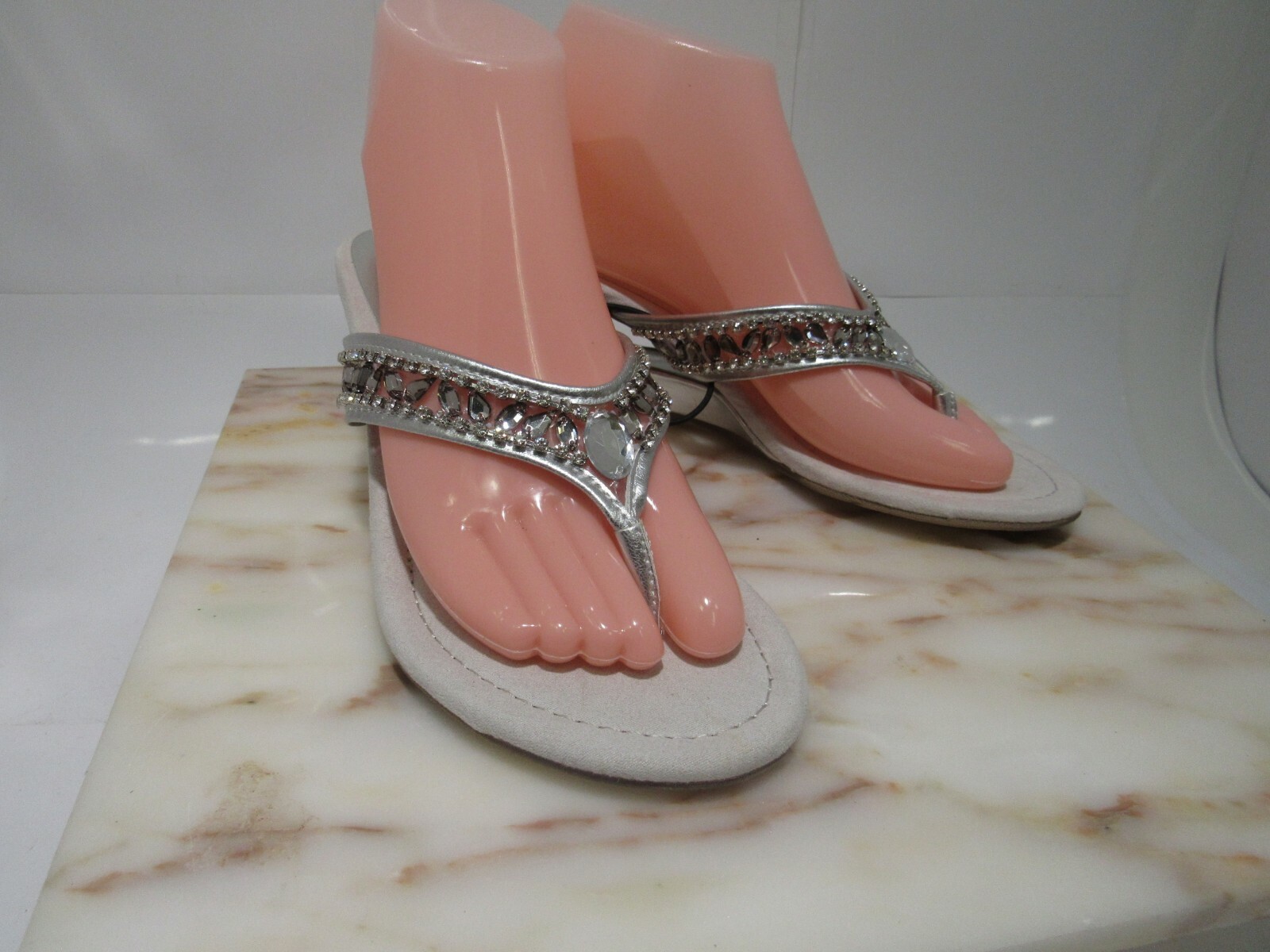 fancy silver flat sandals