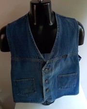 WRANGLER Sleeveless Western Denim Vest Classic Vintage SZ XL