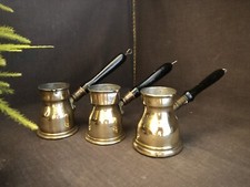 Trio of Small Brass Turkish Coffee Pots