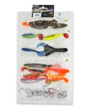 ShadXperts Rubber Fish Set Sea Light Relax Rubber Bait Twister Jig Head 40 - 110g