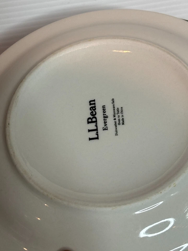 Juego de 8 platos de postre para ensalada de gres con piña de hoja perenne LL Bean Pinetree Foto 4 de 4