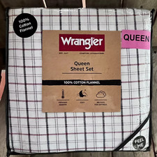 WRANGLER Cotton Flannel Sheet Set WINDOWPANE Check - Queen Size cotton flannel